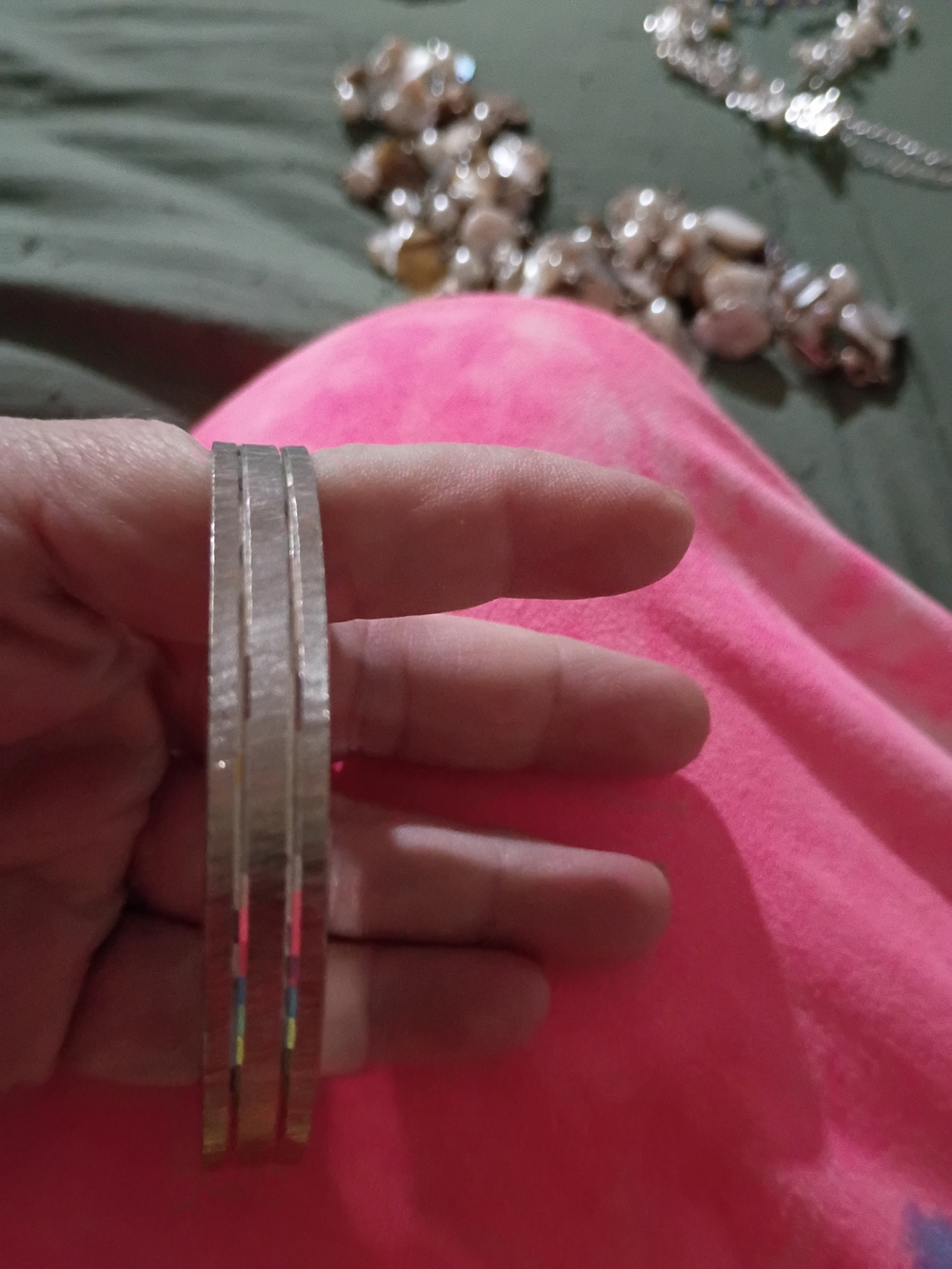 Silver Tone Triple Bangle Bracelet - Women Jewelry